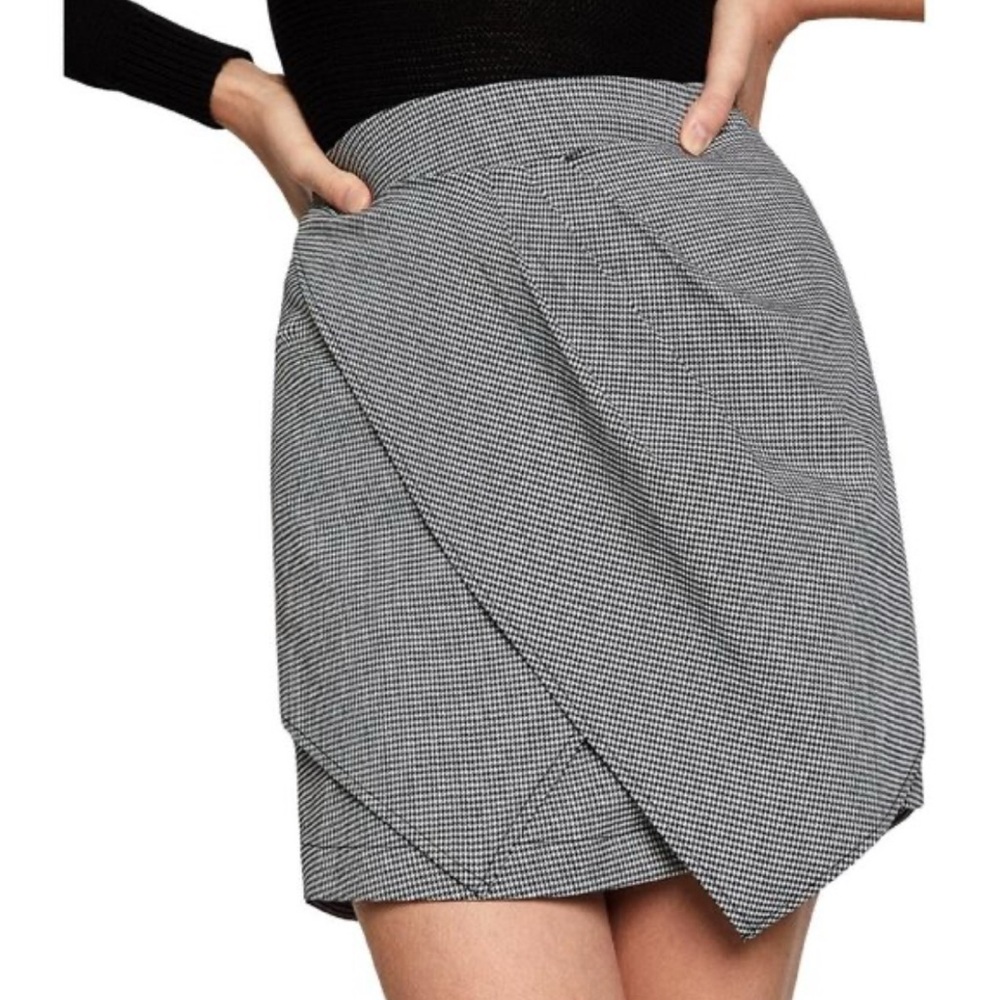 BCBGeneration Gray Black Wrap Mini Skirt